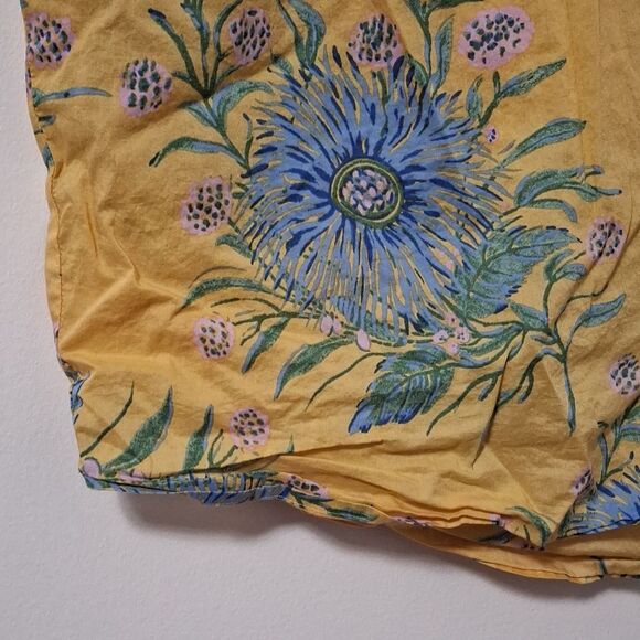 MADEWELL Ruffle-Sleeve Button-Down Shirt in Painted Blooms Short Sleeve XL - Picture 3 of 7